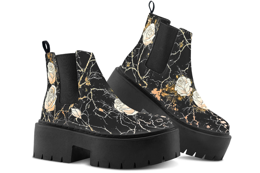 Kintsugi Rose Platform Chelsea Boots