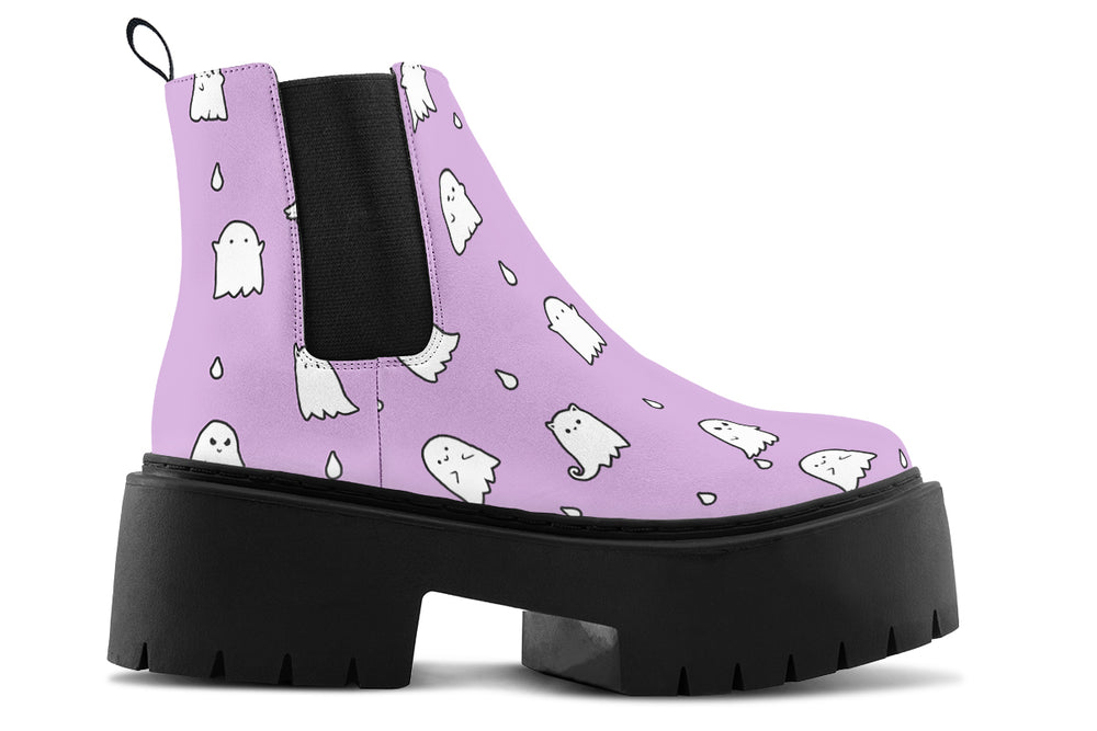 Lavender Ghost Party Platform Chelsea Boots