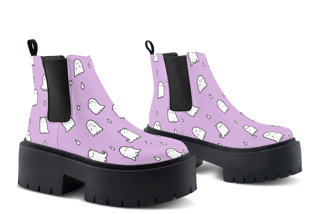 Lavender Ghost Party Platform Chelsea Boots
