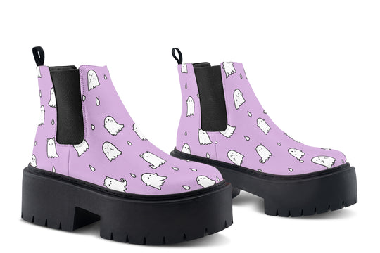 Lavender Ghost Party Platform Chelsea Boots