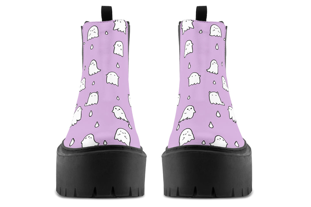 Lavender Ghost Party Platform Chelsea Boots