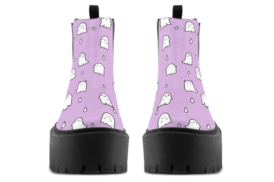 Lavender Ghost Party Platform Chelsea Boots
