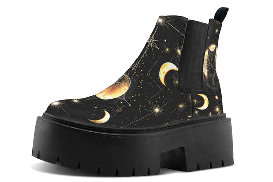 Midnight Cat Platform Chelsea Boots