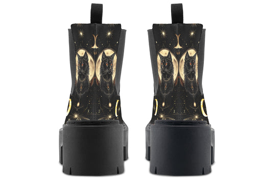 Midnight Cat Platform Chelsea Boots