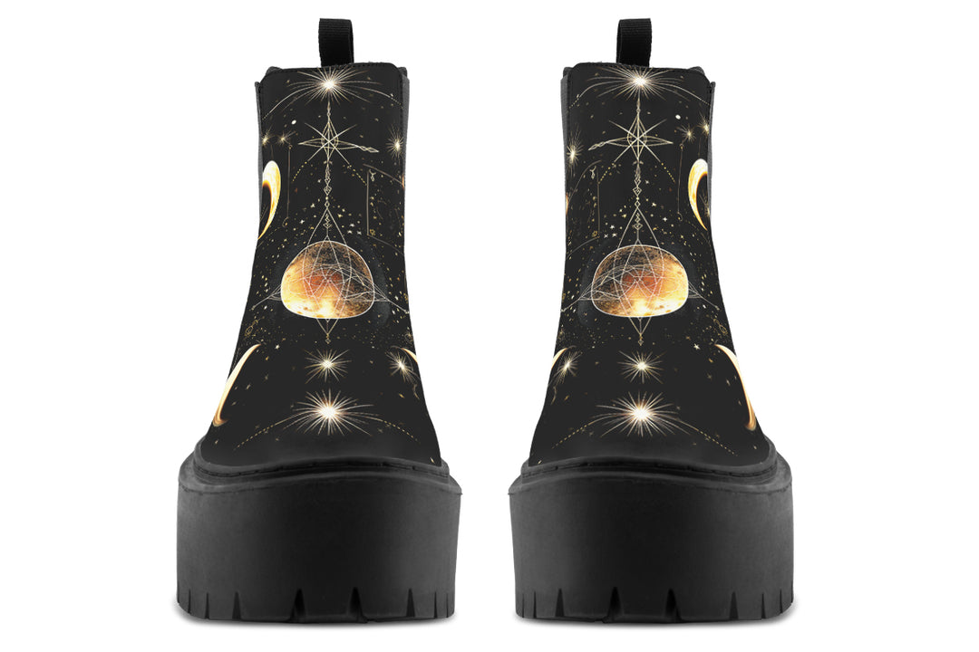 Midnight Cat Platform Chelsea Boots