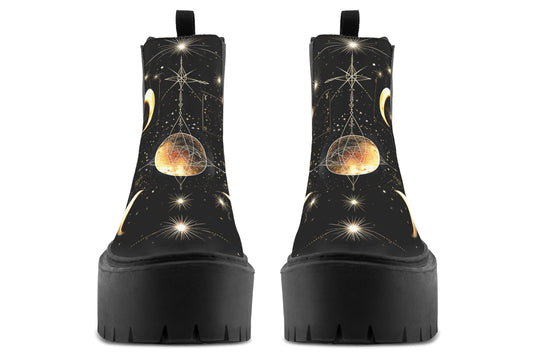 Midnight Cat Platform Chelsea Boots