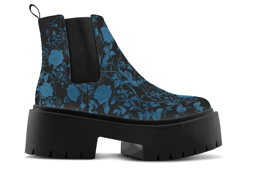 Midnight Rose Romance Platform Chelsea Boots