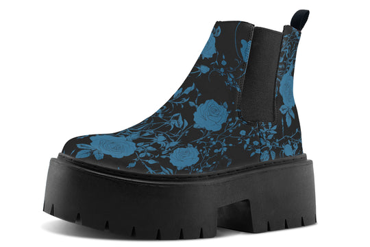 Midnight Rose Romance Platform Chelsea Boots