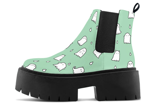 Mint Ghost Party Platform Chelsea Boots