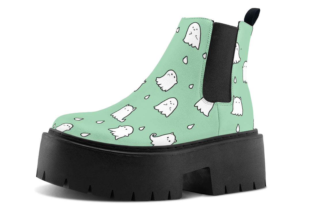 Mint Ghost Party Platform Chelsea Boots