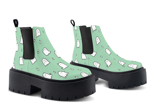 Mint Ghost Party Platform Chelsea Boots