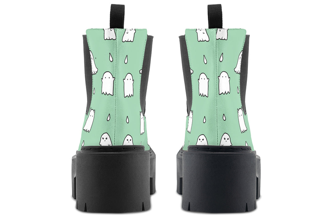 Mint Ghost Party Platform Chelsea Boots