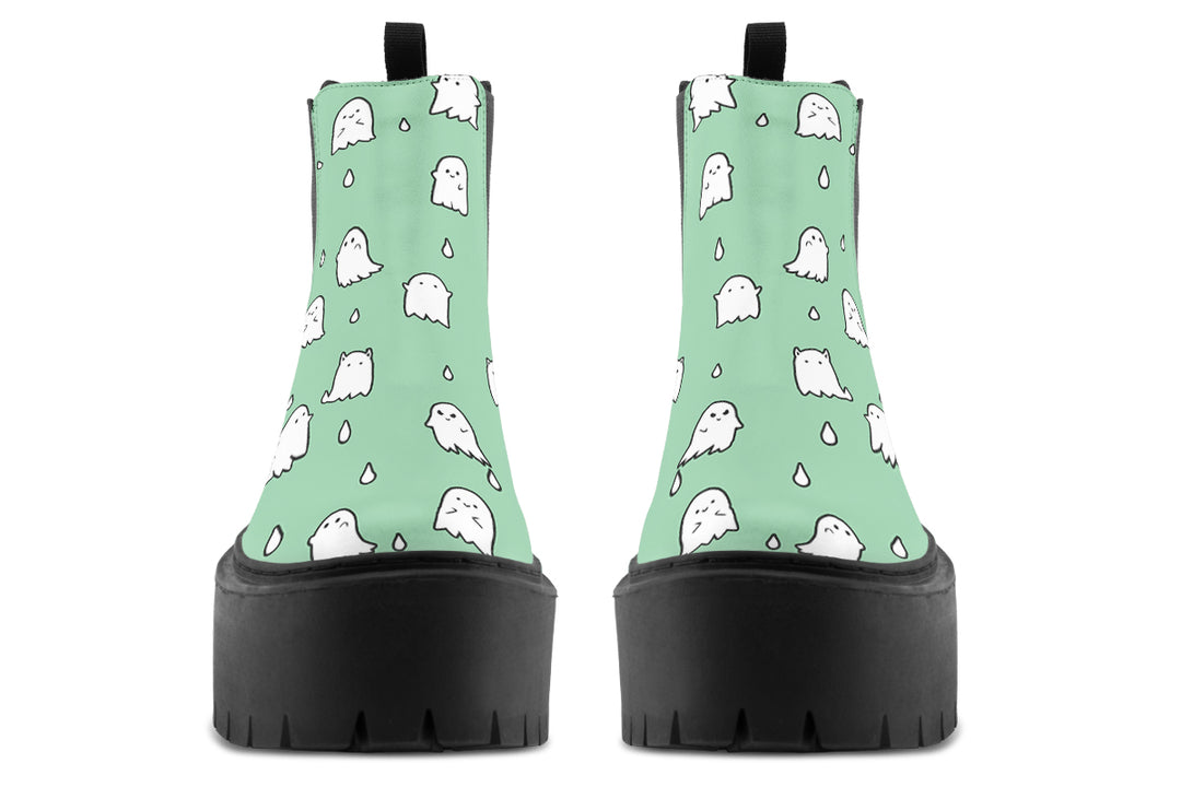 Mint Ghost Party Platform Chelsea Boots