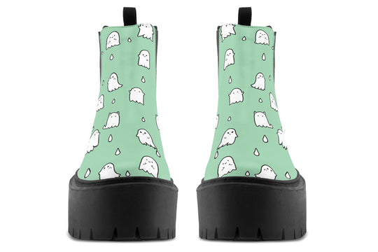 Mint Ghost Party Platform Chelsea Boots