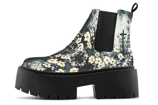 Mourning Petals Platform Chelsea Boots