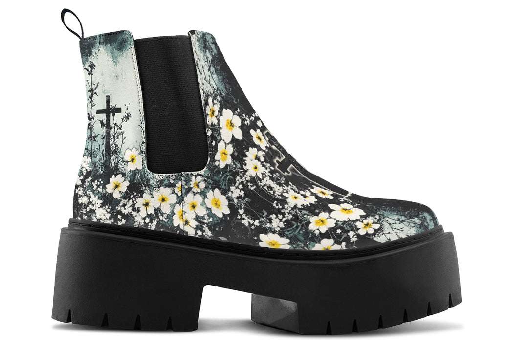 Mourning Petals Platform Chelsea Boots