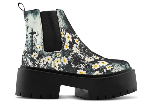 Mourning Petals Platform Chelsea Boots