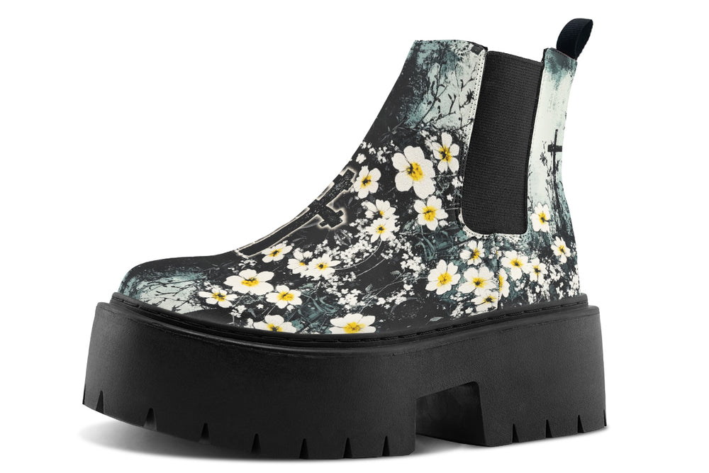 Mourning Petals Platform Chelsea Boots