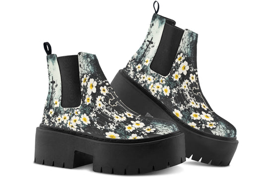 Mourning Petals Platform Chelsea Boots