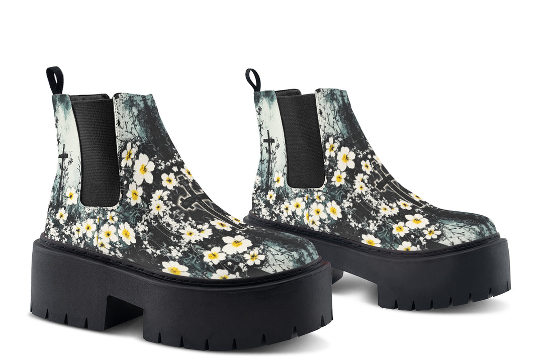 Mourning Petals Platform Chelsea Boots