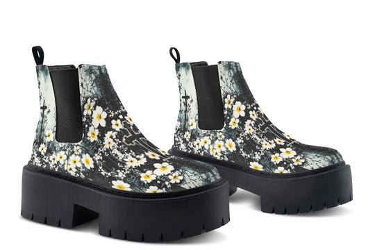 Mourning Petals Platform Chelsea Boots