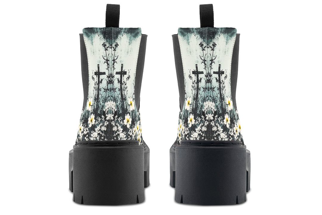 Mourning Petals Platform Chelsea Boots