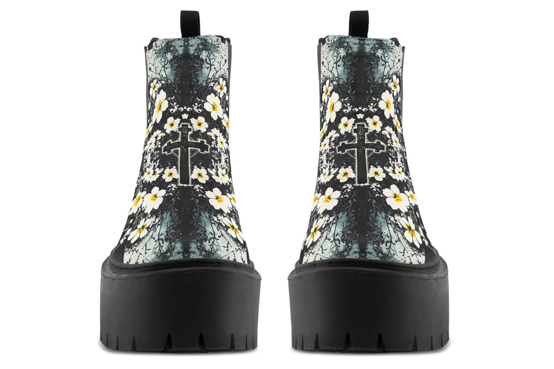Mourning Petals Platform Chelsea Boots