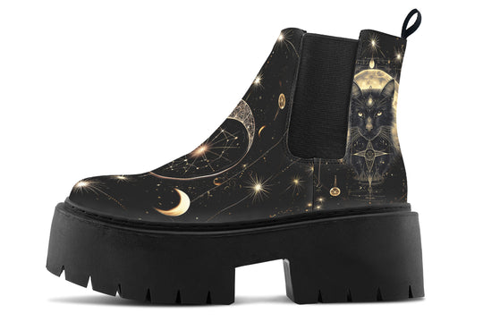 Mystic Cat Platform Chelsea Boots