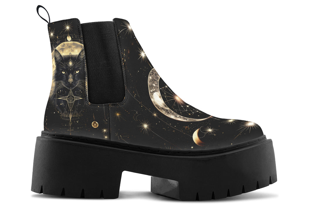 Mystic Cat Platform Chelsea Boots