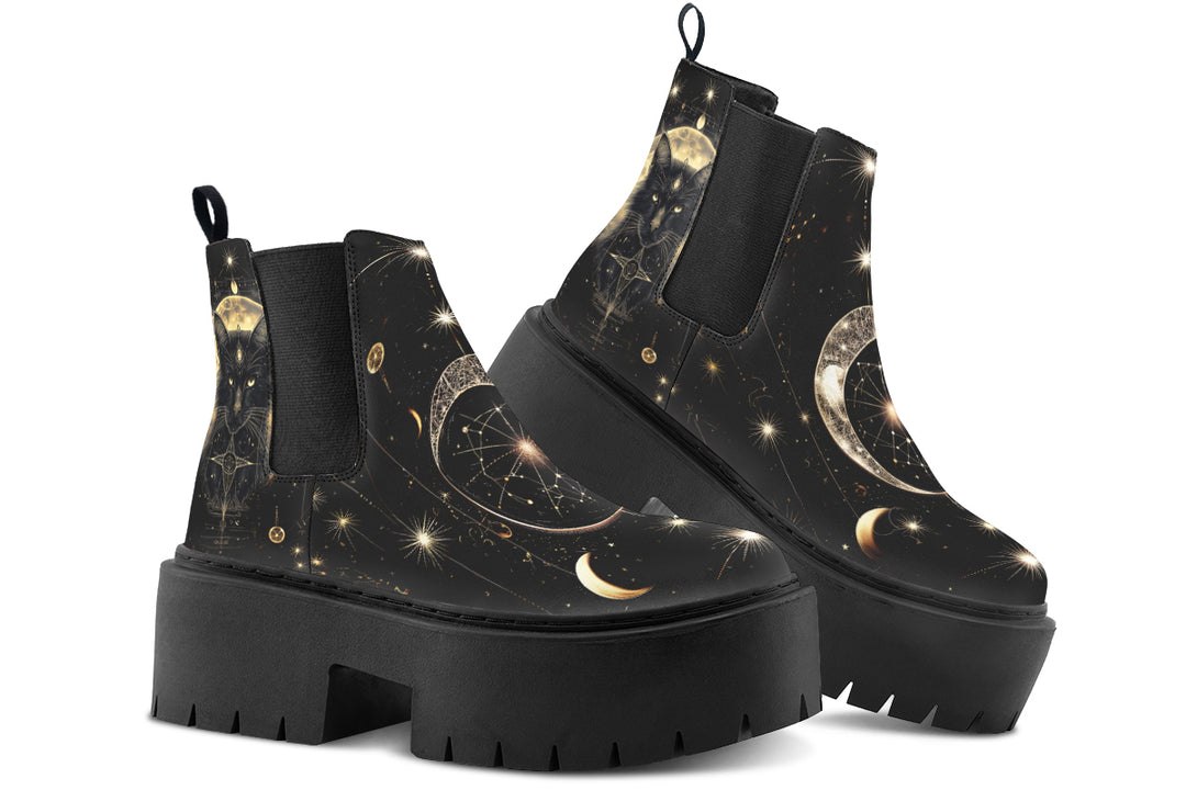 Mystic Cat Platform Chelsea Boots