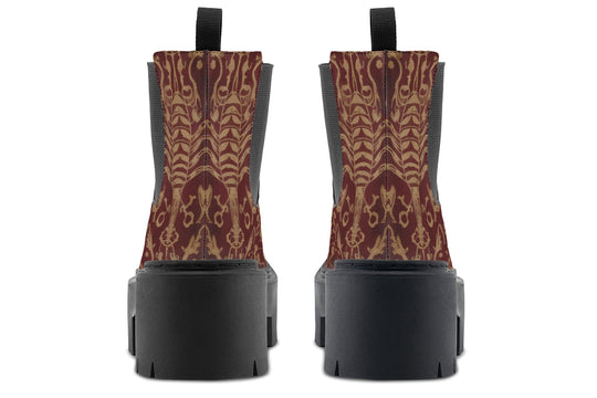 Oxblood Scorpion Sigil Platform Chelsea Boots