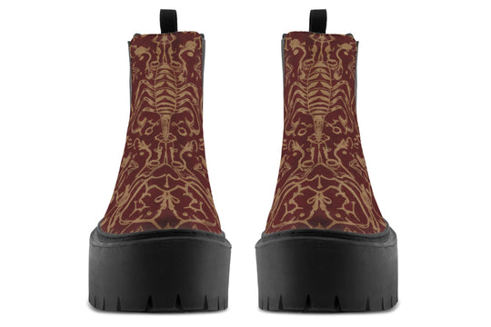 Oxblood Scorpion Sigil Platform Chelsea Boots