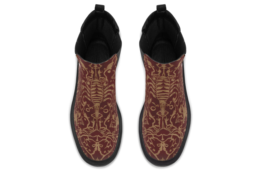 Oxblood Scorpion Sigil Platform Chelsea Boots