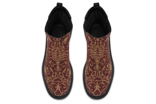 Oxblood Scorpion Sigil Platform Chelsea Boots
