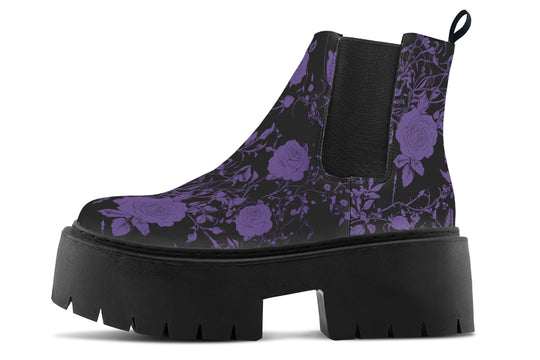 Purple Rose Romance Platform Chelsea Boots