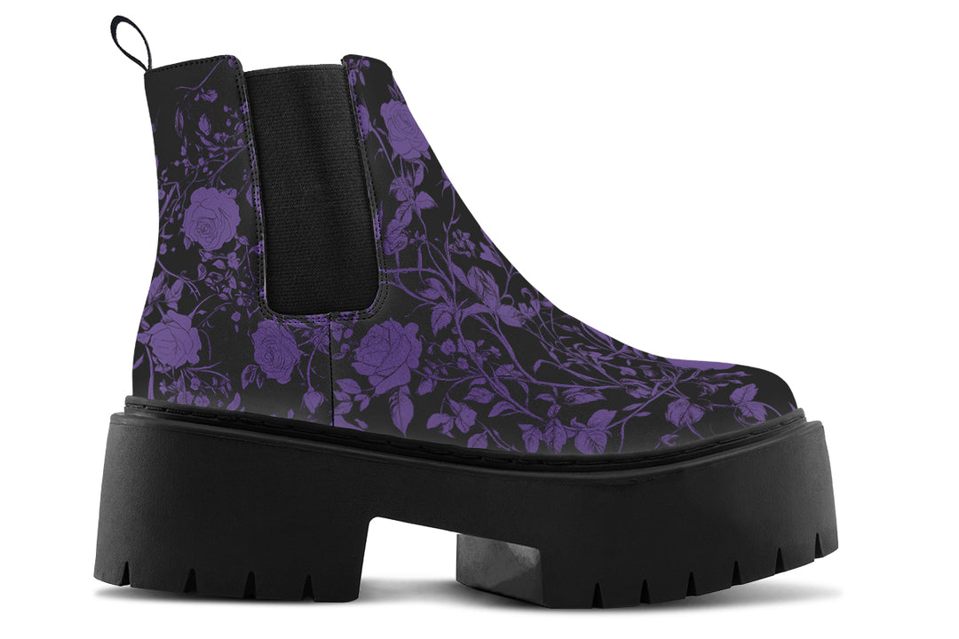 Purple Rose Romance Platform Chelsea Boots