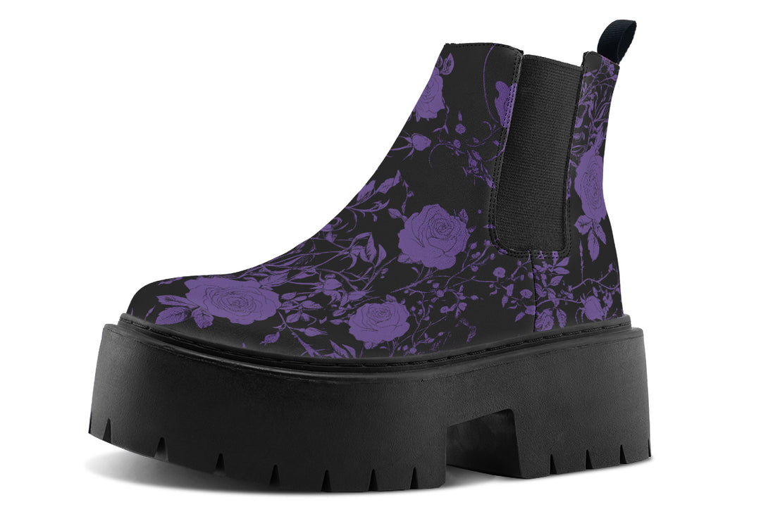 Purple Rose Romance Platform Chelsea Boots