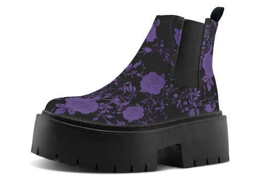 Purple Rose Romance Platform Chelsea Boots