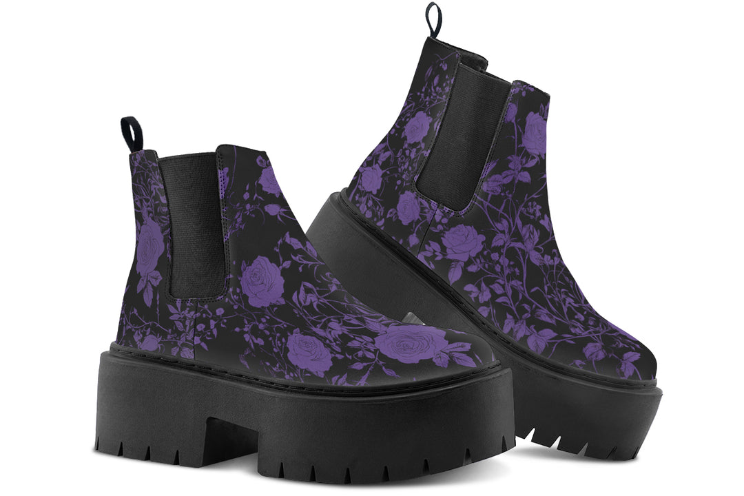 Purple Rose Romance Platform Chelsea Boots