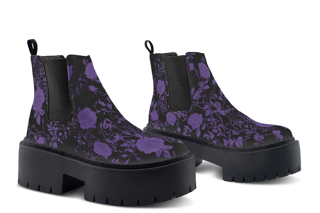 Purple Rose Romance Platform Chelsea Boots