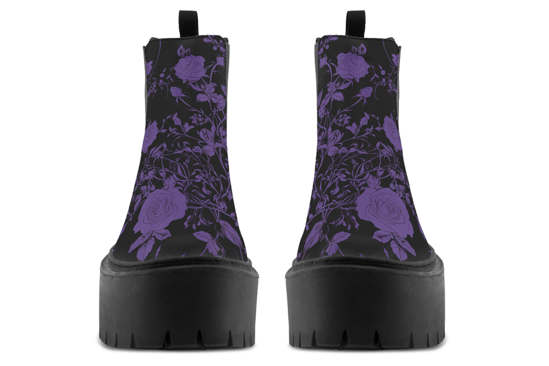 Purple Rose Romance Platform Chelsea Boots