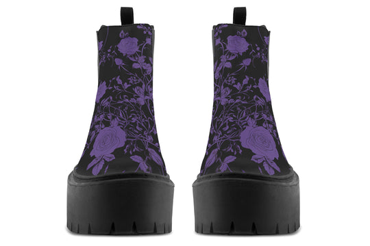 Purple Rose Romance Platform Chelsea Boots