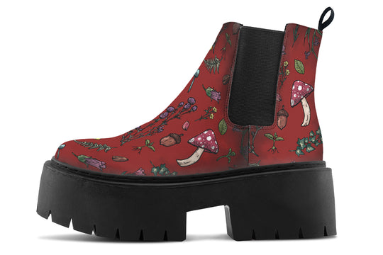 Red Herbology Platform Chelsea Boots
