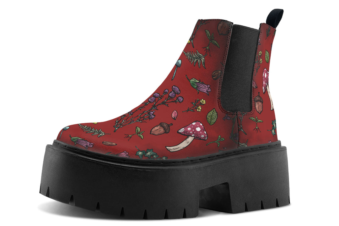 Red Herbology Platform Chelsea Boots
