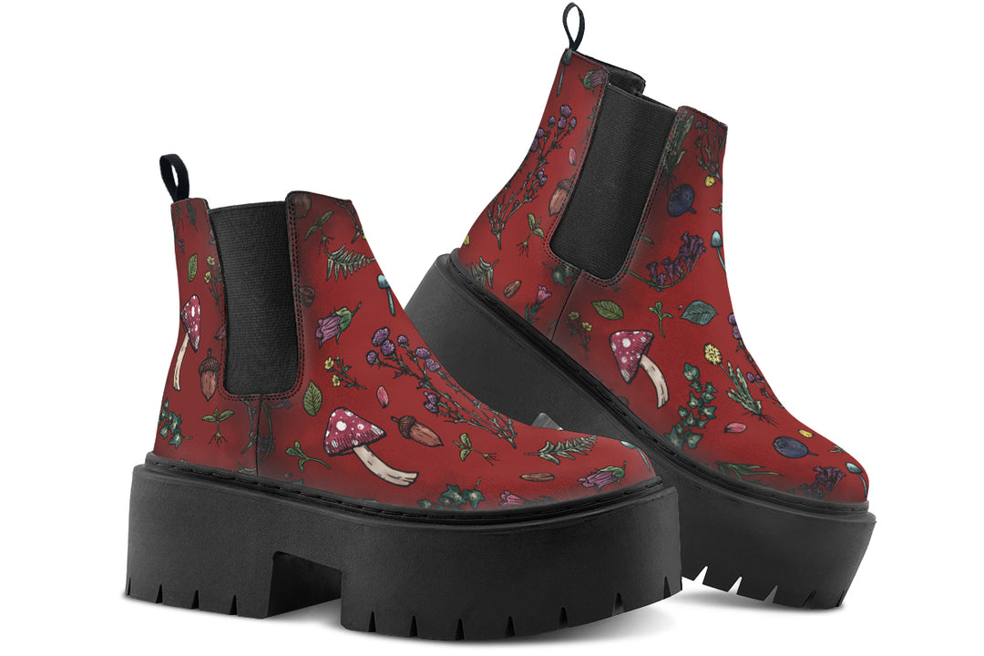 Red Herbology Platform Chelsea Boots