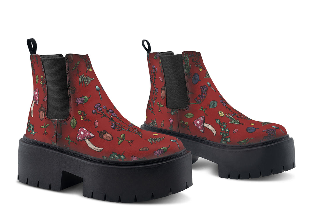 Red Herbology Platform Chelsea Boots