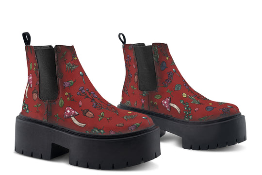 Red Herbology Platform Chelsea Boots
