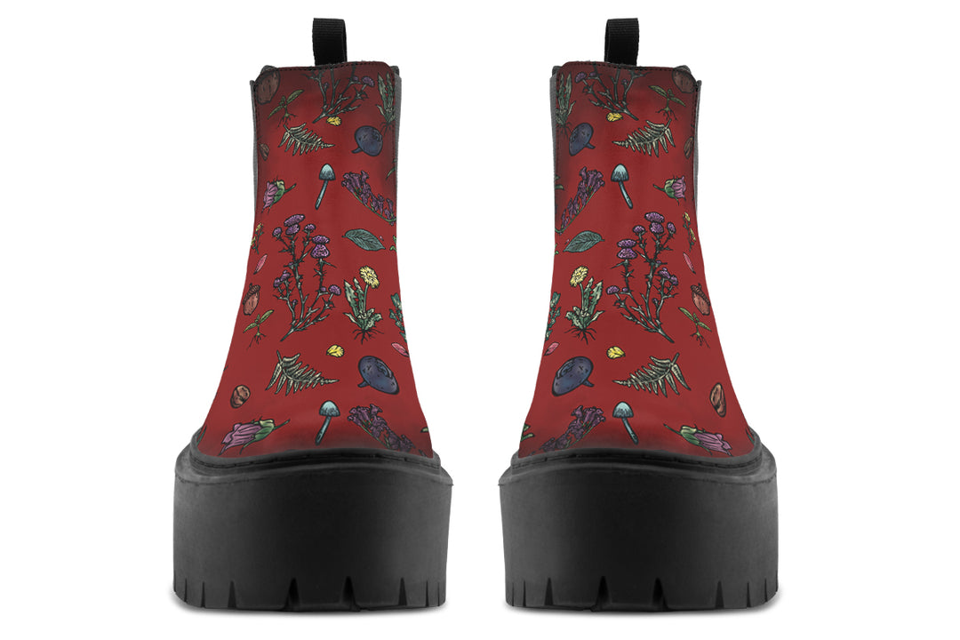 Red Herbology Platform Chelsea Boots
