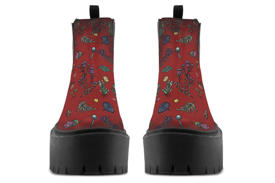 Red Herbology Platform Chelsea Boots