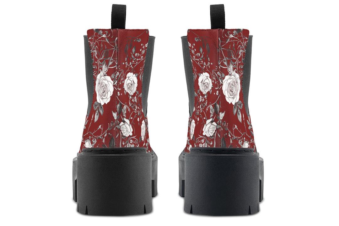 Red Rose Romance Platform Chelsea Boots